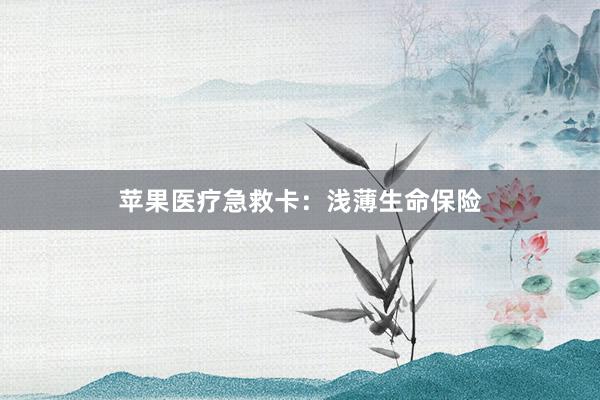 苹果医疗急救卡：浅薄生命保险